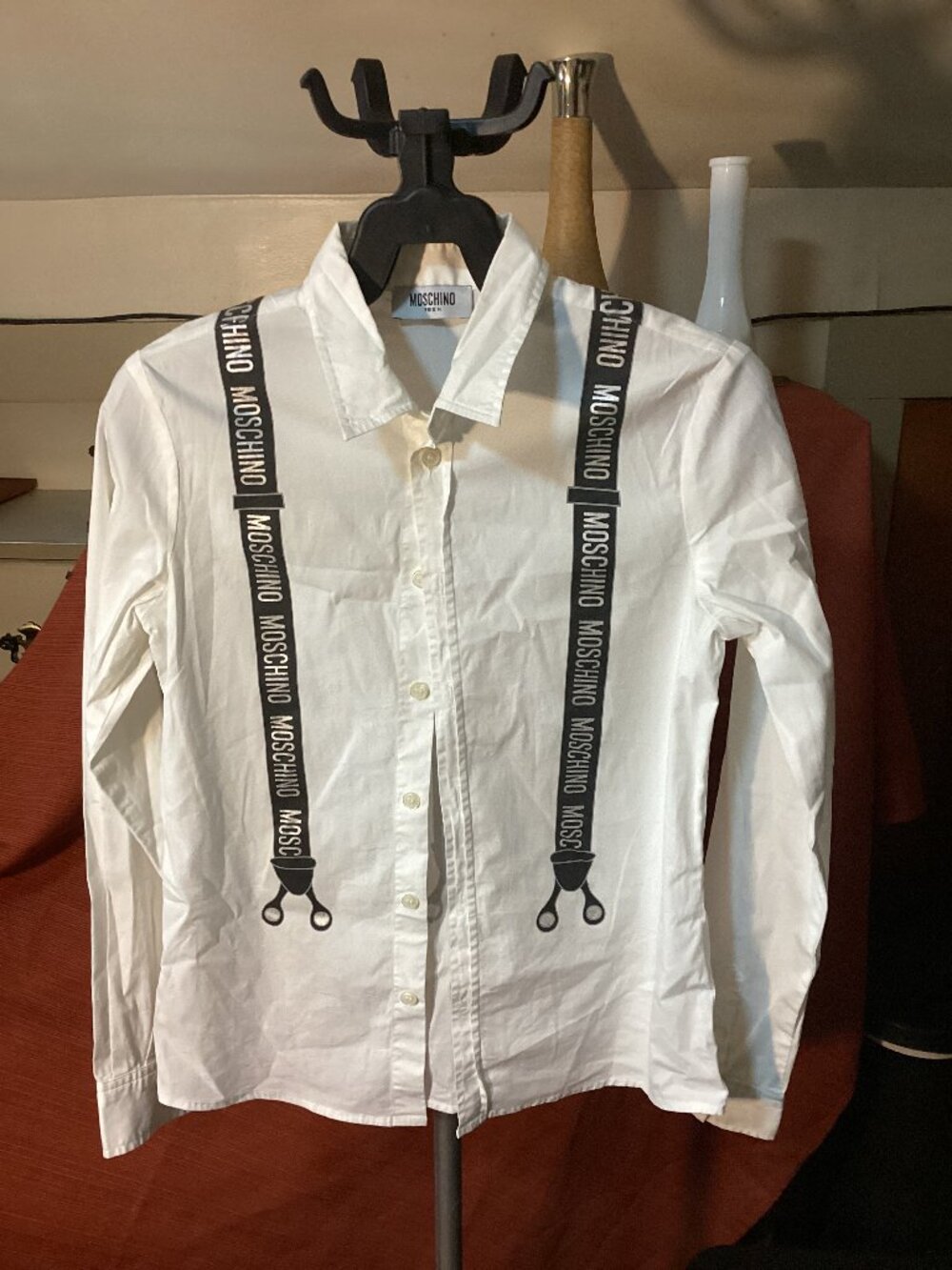 ✨ AUTHENTIC MOSCHINO TEEN SUSPENDERS PRINT SHIRT ✨